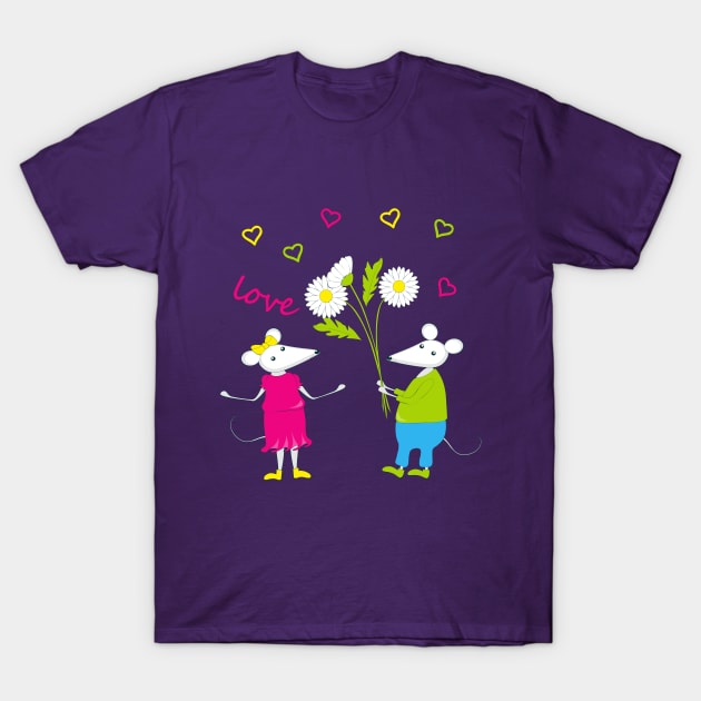 colorful mouses in love T-Shirt by Alina